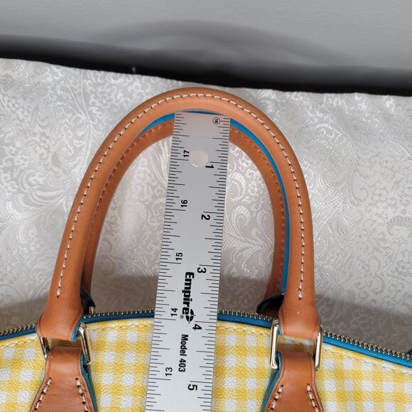 Dooney & Bourke medium handbag yellow gingham checked spring preppy fun satchel - Picture 12 of 16
